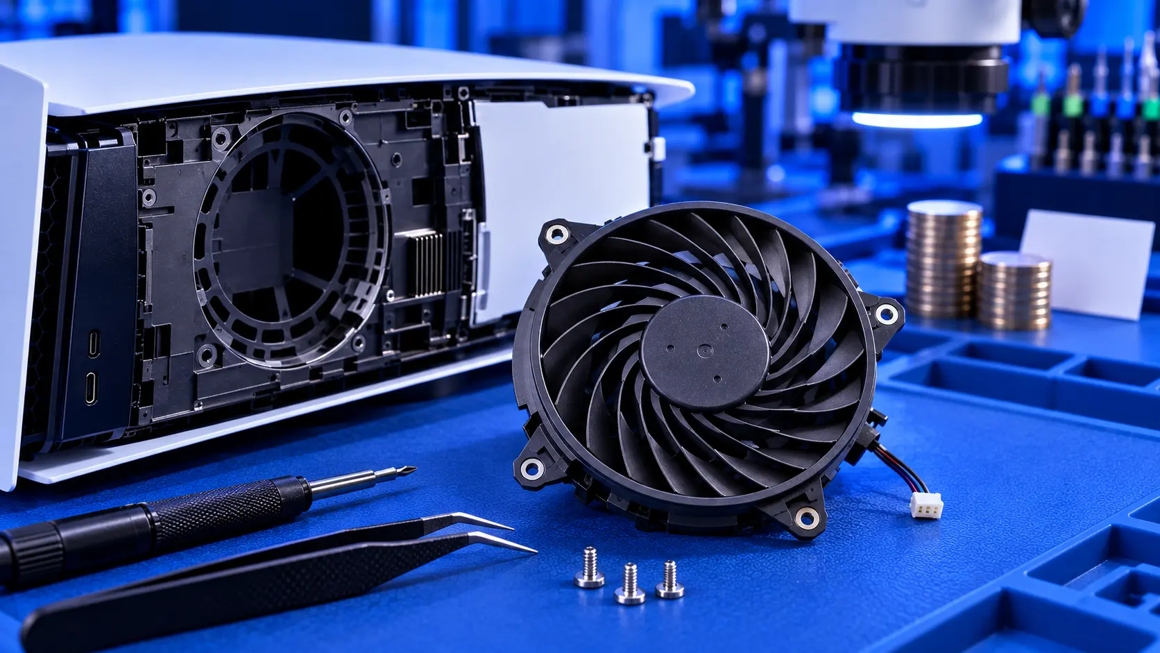 Two genuine PS5 cooling fans side by side