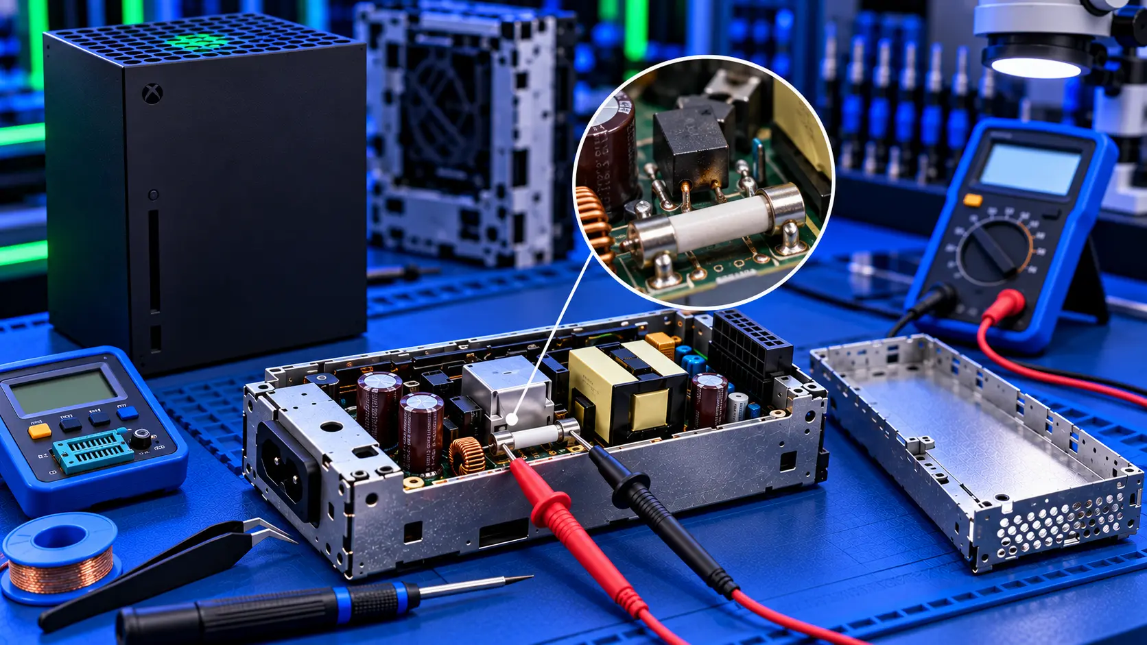 Xbox Series X internal power supply unit removed from the console