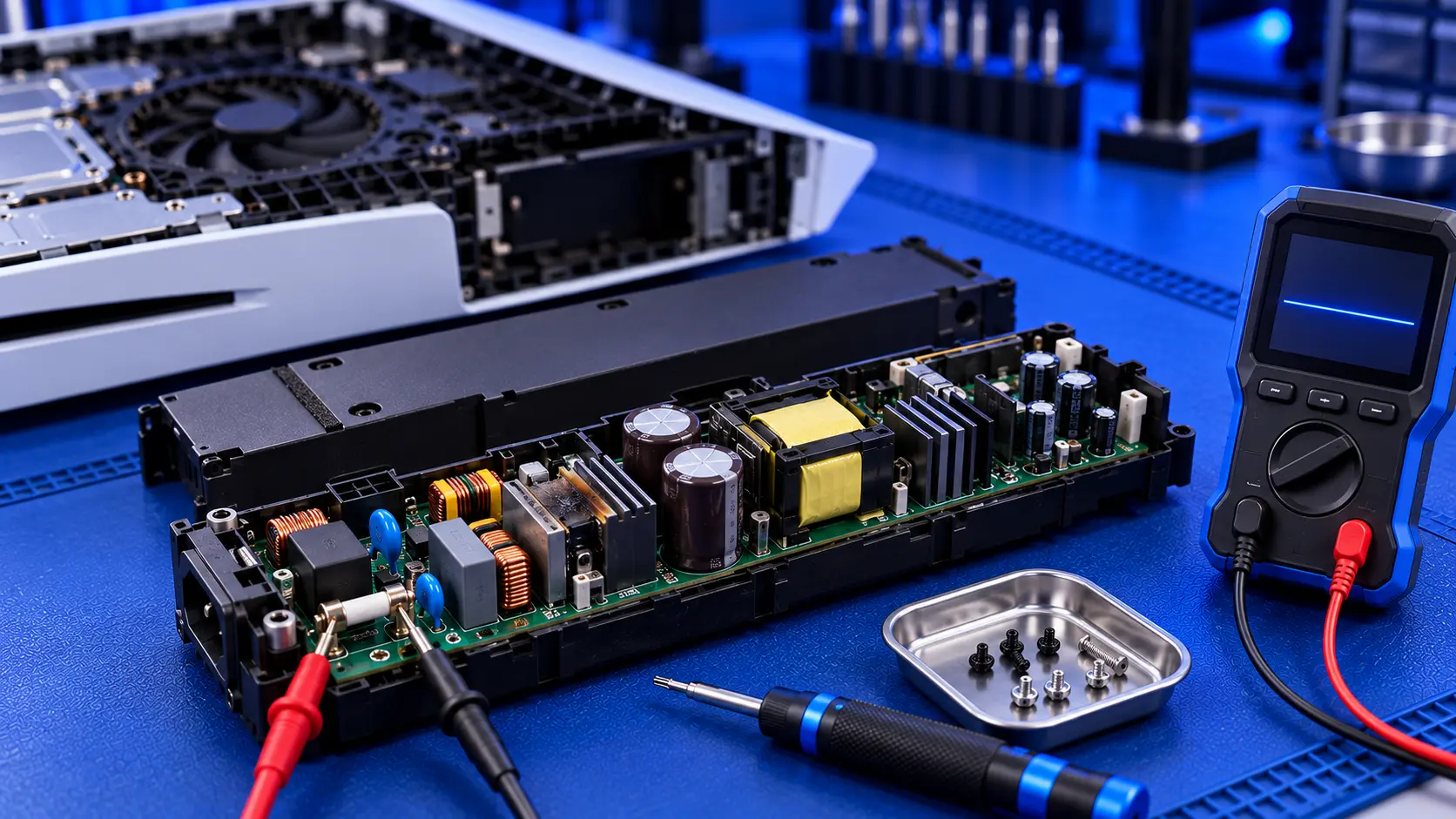 PS5 internal power supply unit removed from the console