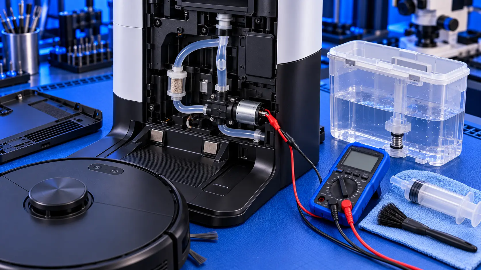 Dreame robot vacuum base station with its clean and dirty water tanks removed