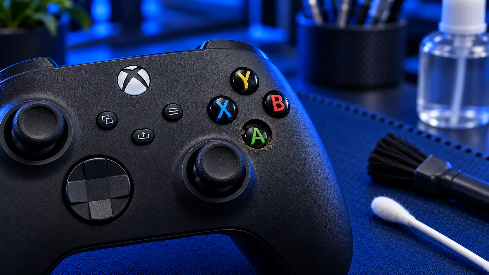 Xbox controller A, B, X and Y buttons close up