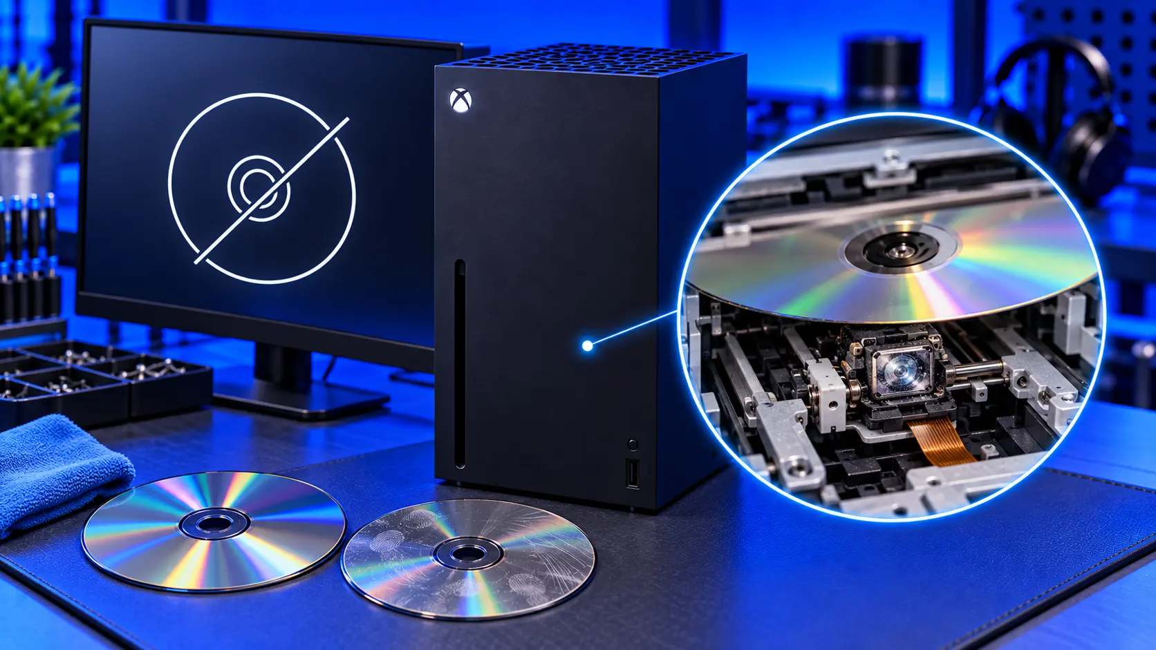 Xbox Series X with a game disc partly inserted into the drive