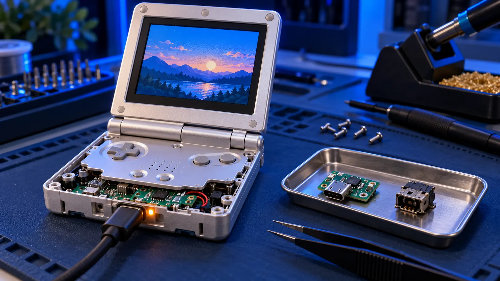 Game Boy Advance SP USB-C Charging Mod