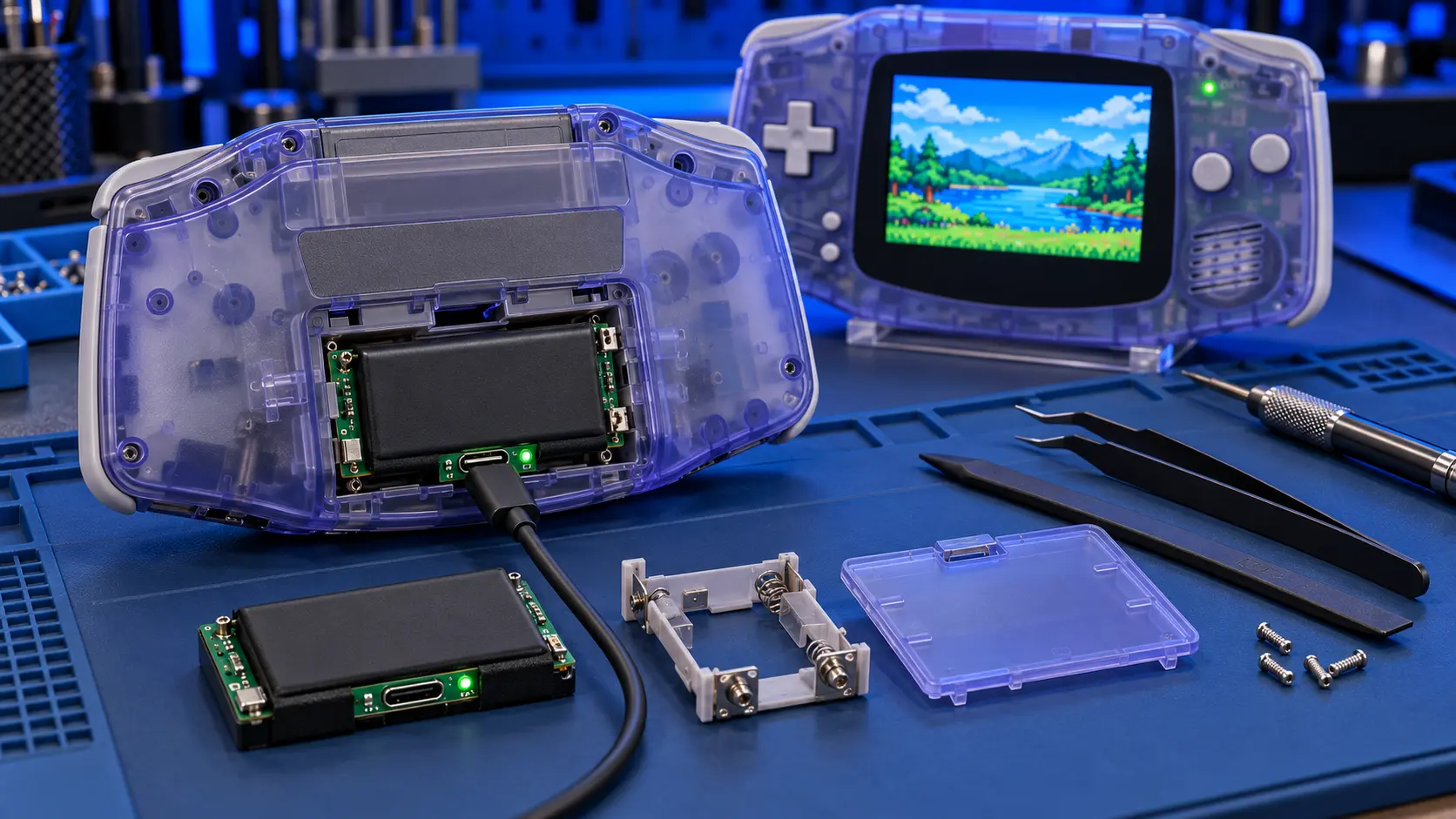 Game Boy Advance USB-C Rechargeable Battery Mod